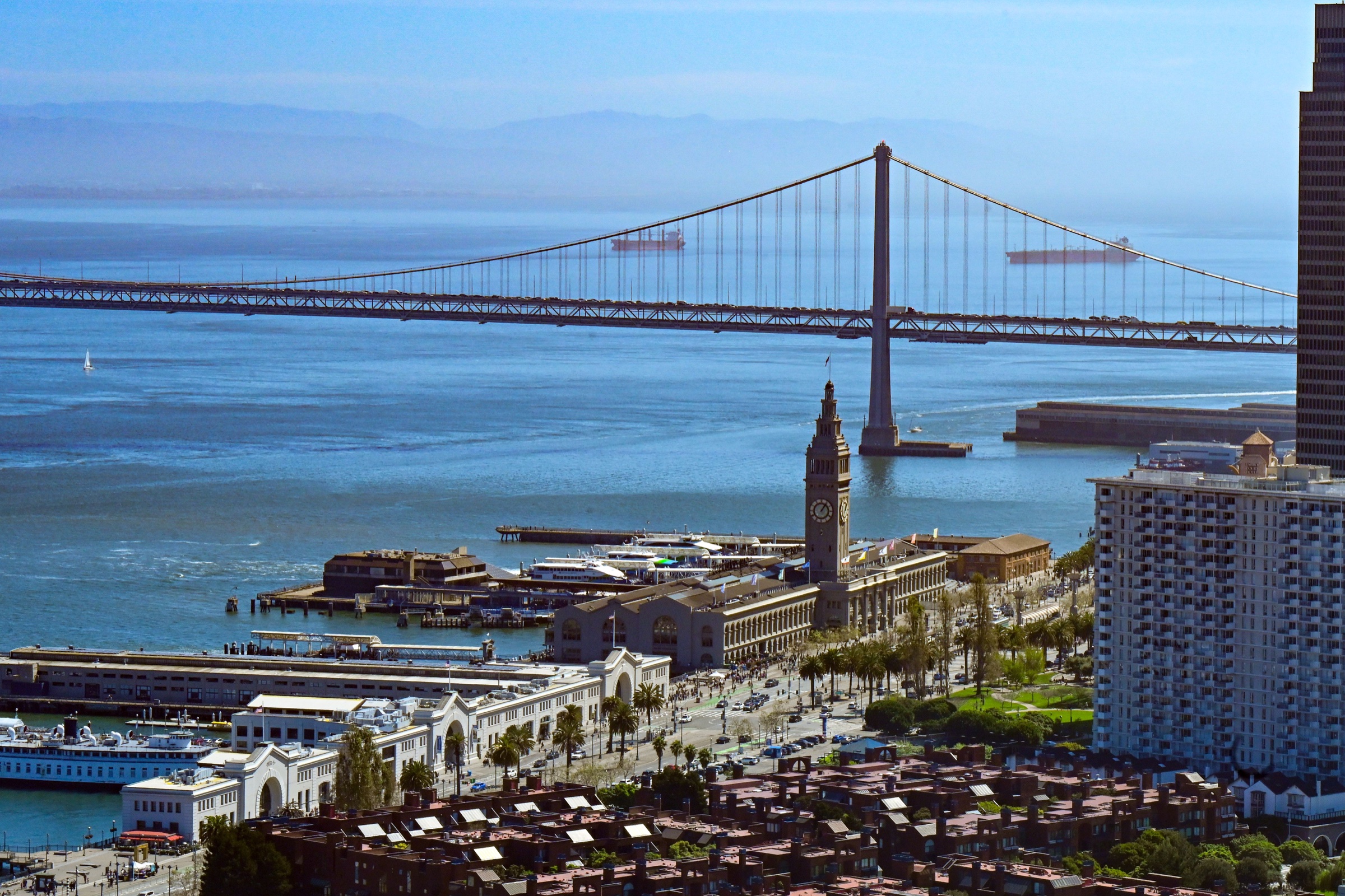 Ferry Building and Bay Bridge along the San Francisco waterfront