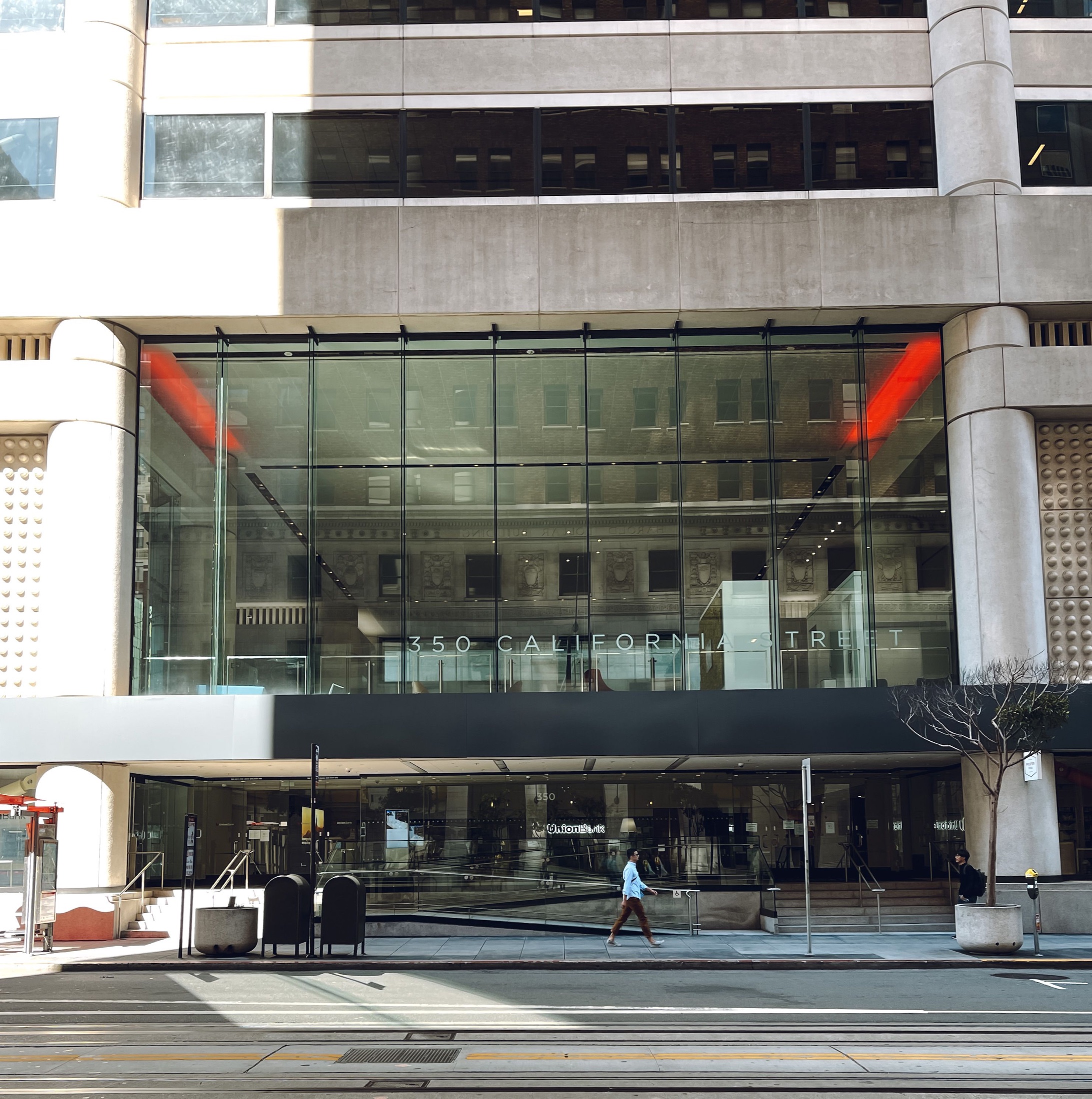 Modern glass architecture on California Street in San Francisco
